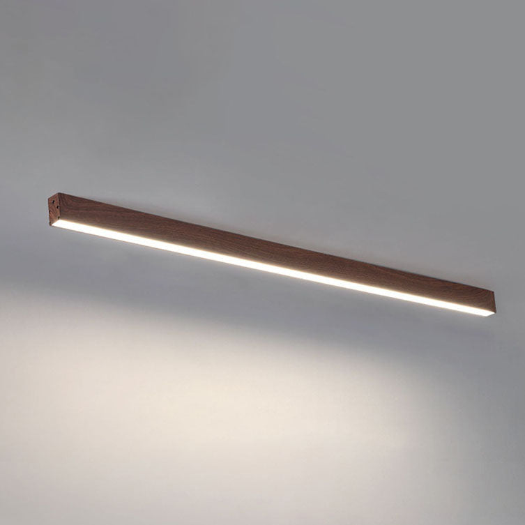 Loftlampe til gang og entré – aflang LED-lampe i træ og aluminium