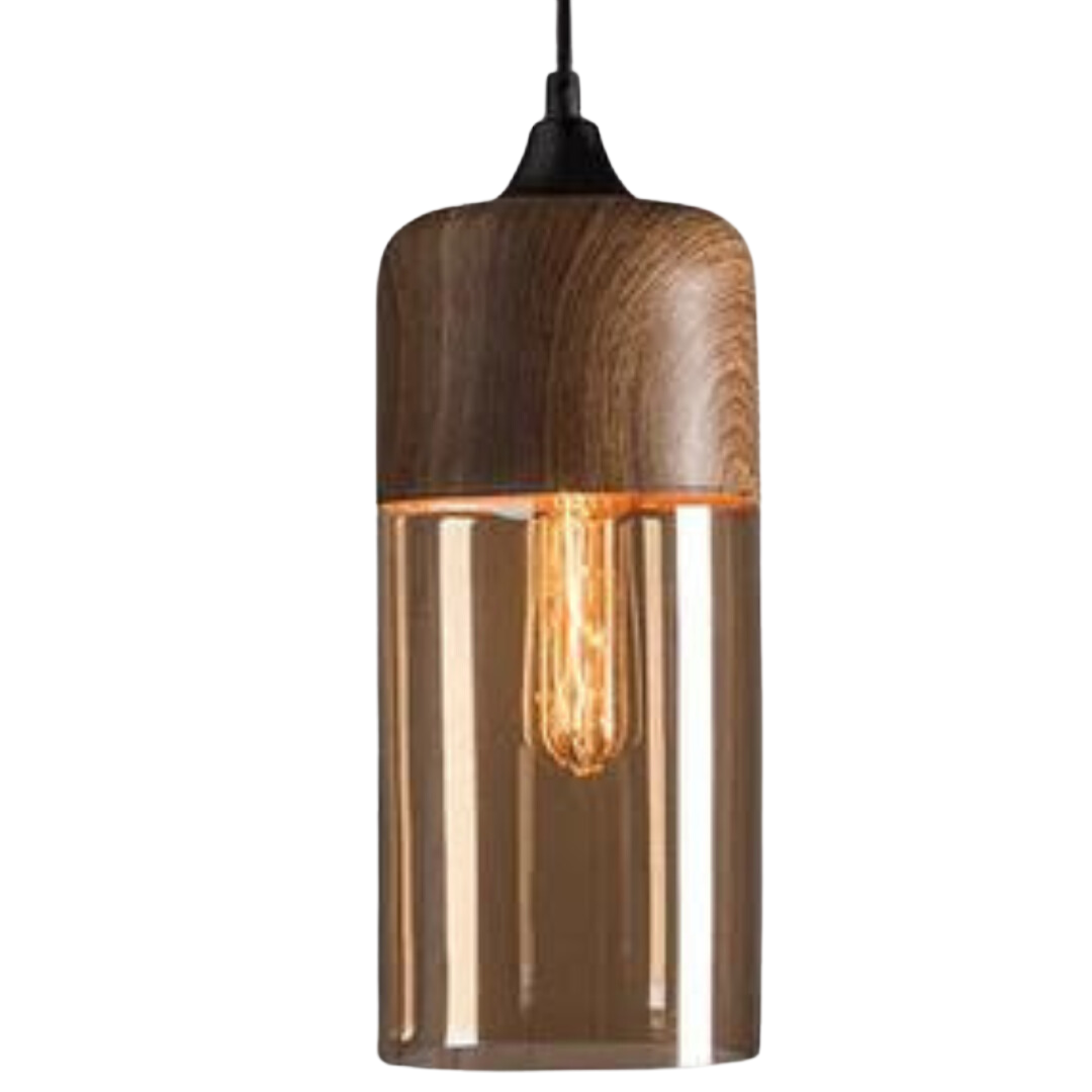 Hængelampe type C med rund glasskærm og minimalistisk design