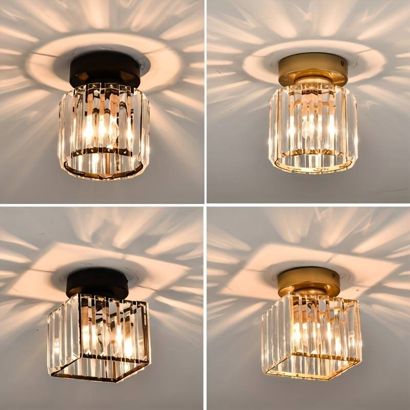 Krystal loftlampe i kvadratisk design i sort