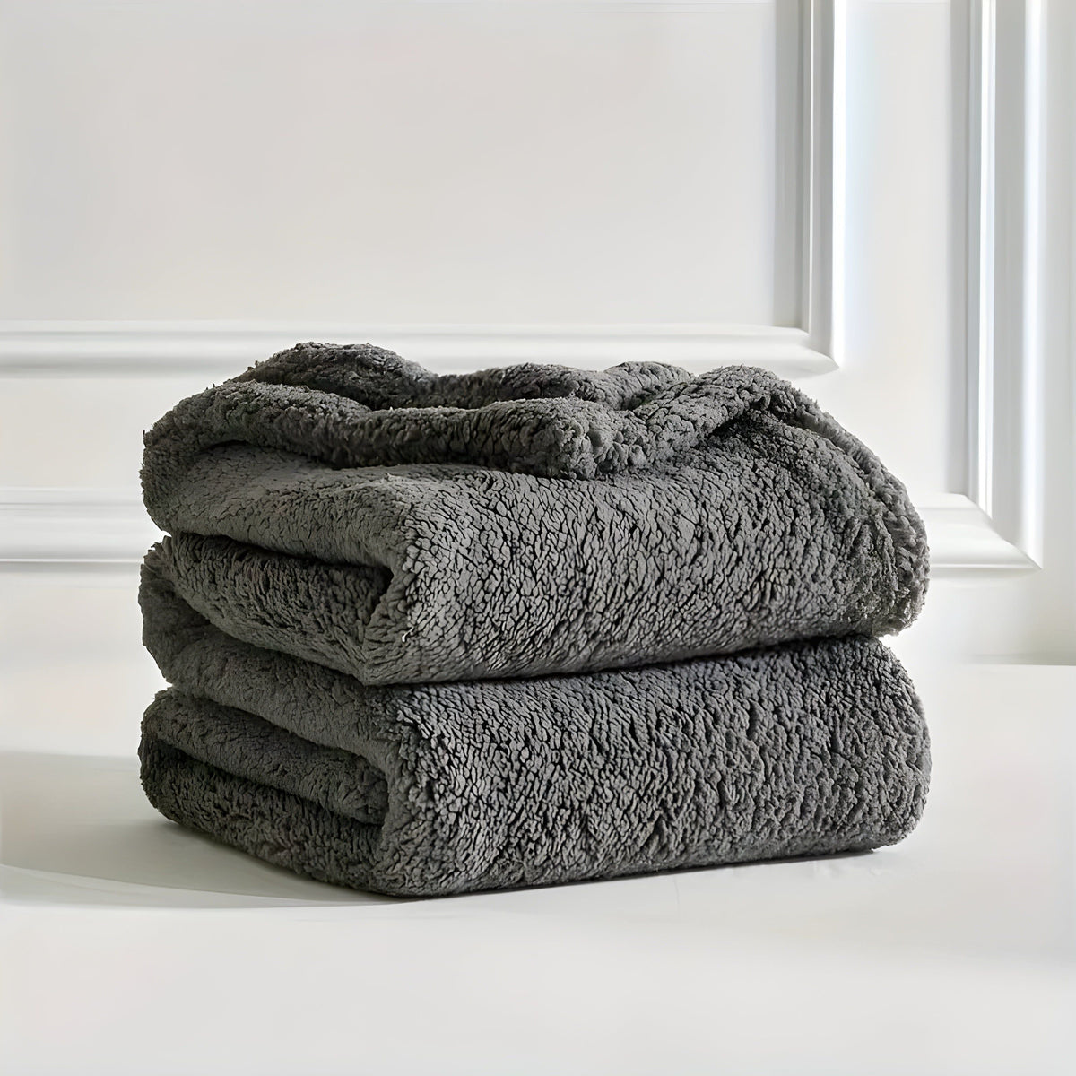 DoubleCozy Tæppe – Afslappet Dobbeltsidet Sherpa-fleecetæppe