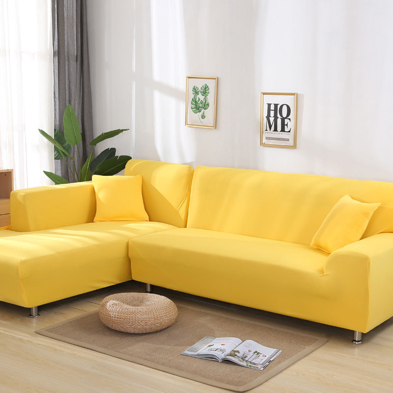 Elastisk sofabetræk i gul til 4-personers sofa, 235–300 cm