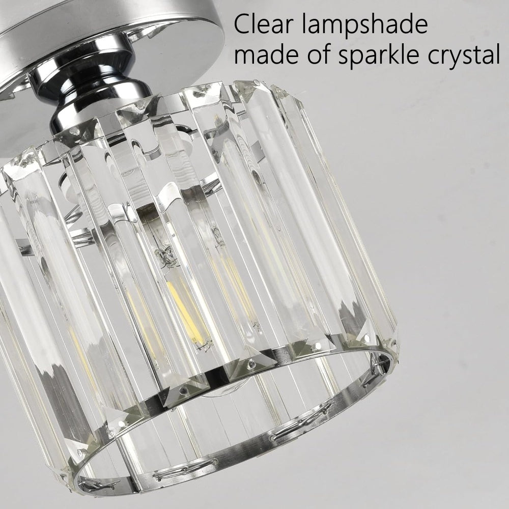 Loftlampe med krystaler tæt på – sort