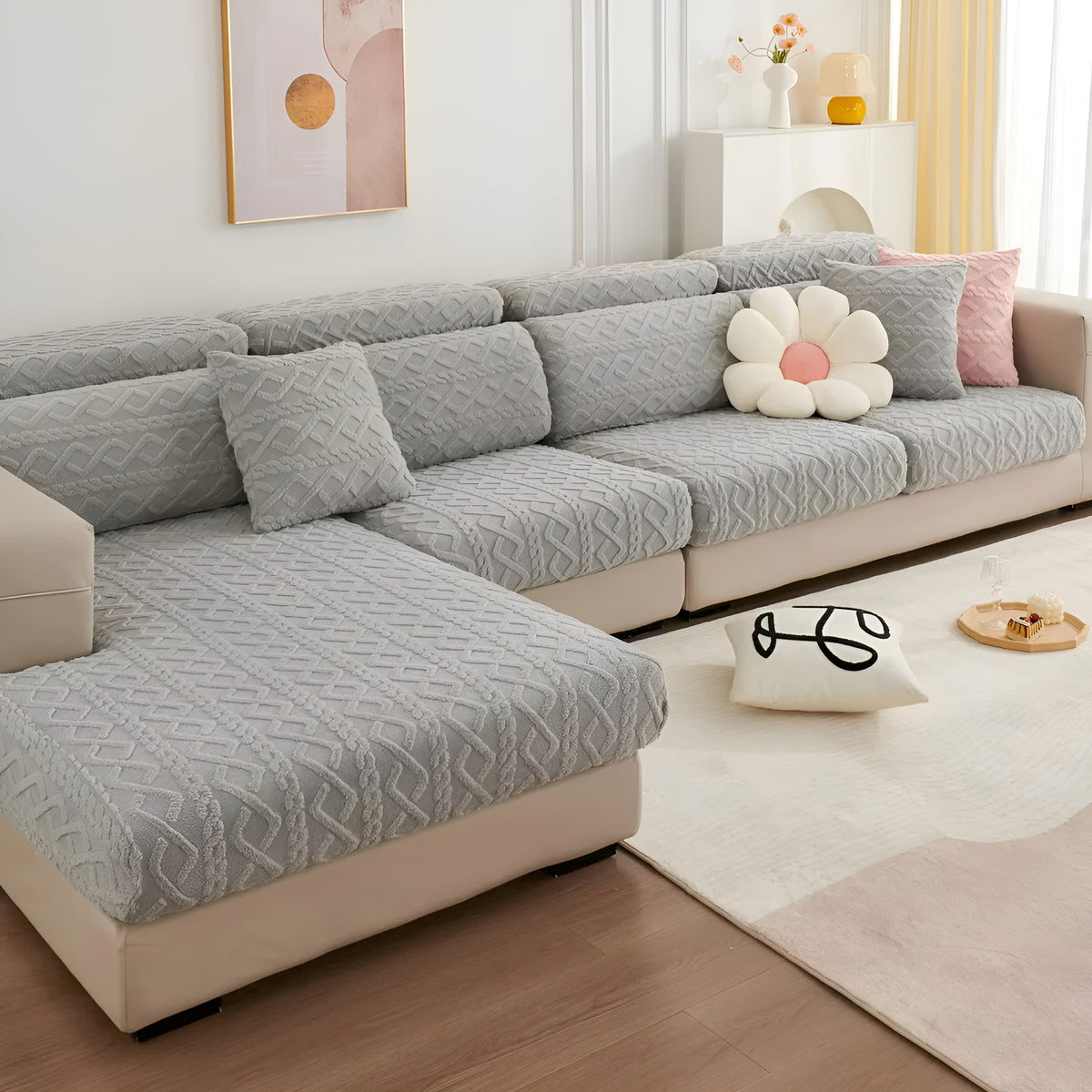 Fløjl Sofabetræk med Diamantmønster – Elegant Beskyttelse til Sofaer, Ideel til Hjem med Børn og Kæledyr 8