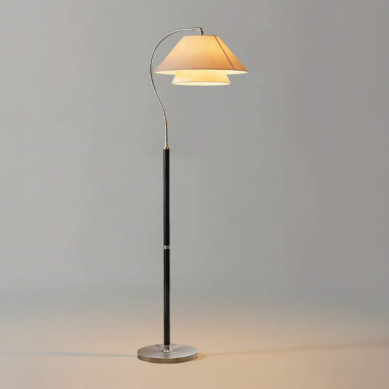 Gulvlampe set oppefra med skærmenes placering