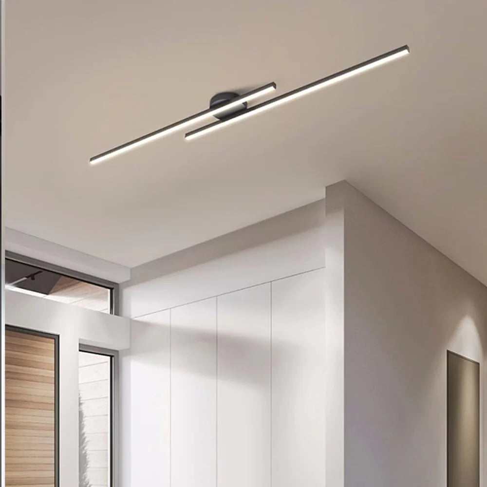 Aflangt dæmpbart LED-loftarmatur i sort aluminium, 120 cm