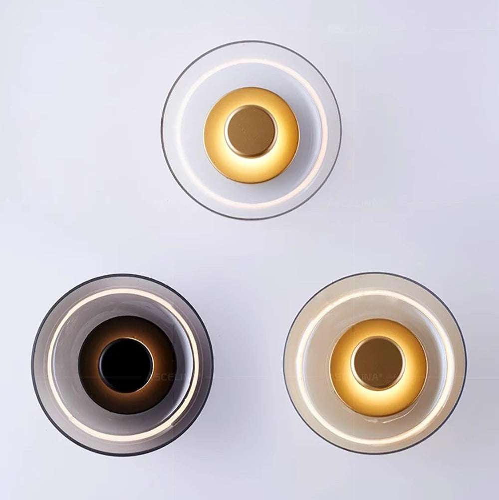Moderne LED væglampe i glas, Svala, i grå og guld finish til soveværelse og stue – billede 8