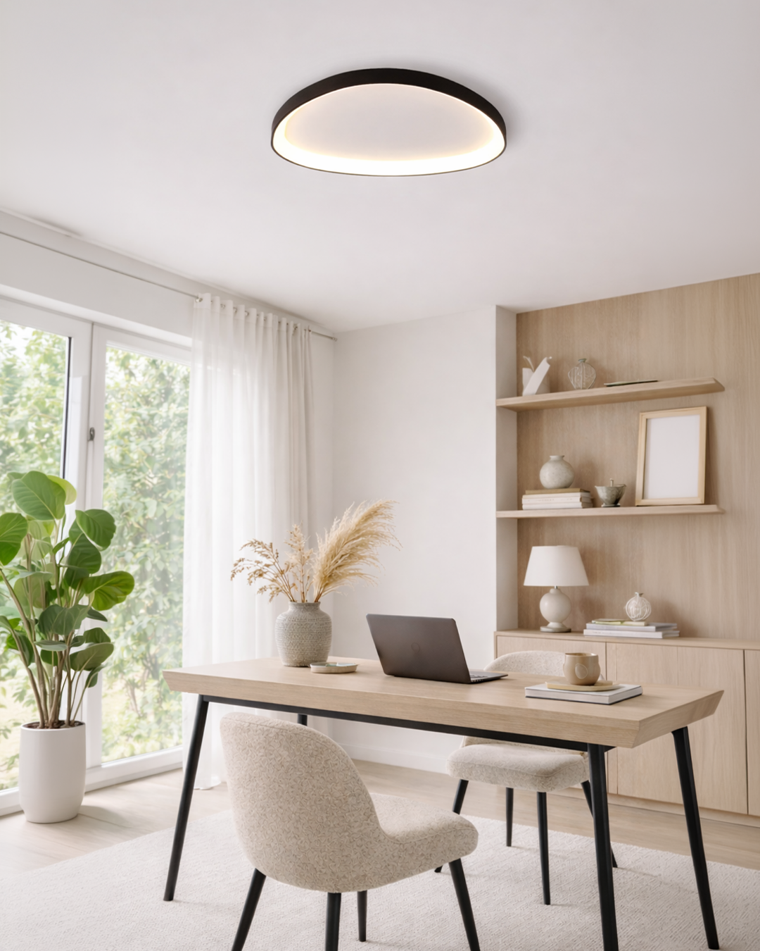 LED loftlampe i størrelse L62 cm monteret i stue