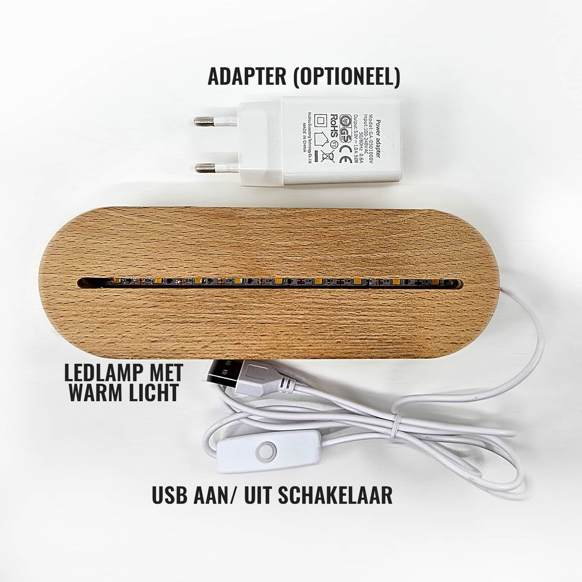 Natlampe med elefantmotiv personaliseret med barnets navn