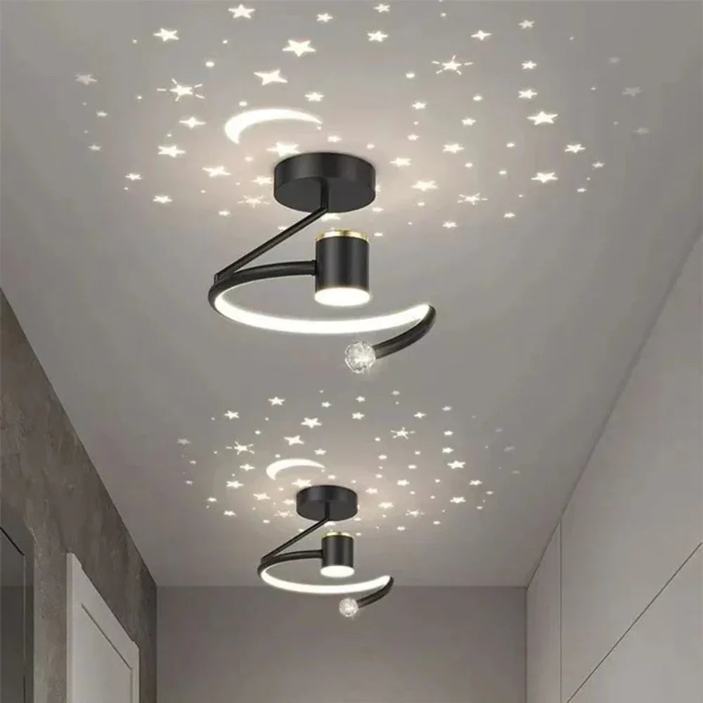 Sort LED-loftlampe 25x24 cm med dekorativt design