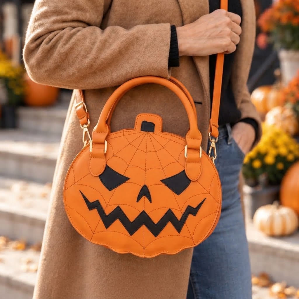 Håndtaske i græskarform til Halloween – forside