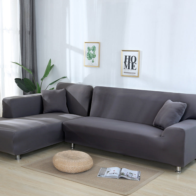 Elastisk sofabetræk i grå til 4-personers sofa, 235–300 cm