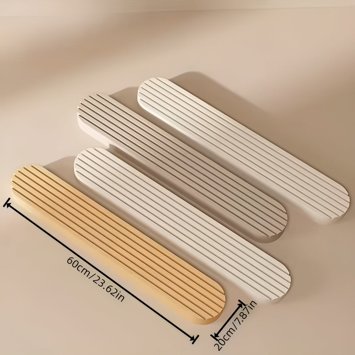 Filtvægpanel med striber (sæt med 4) – ovalt design med dekorativ bueform