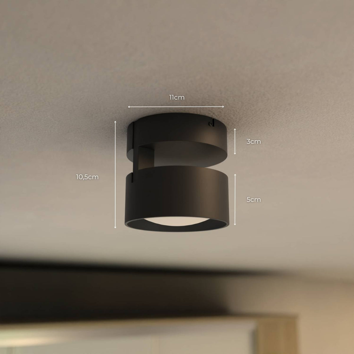 Cylindrisk LED-loftlampe hvid variant – op- og nedlys