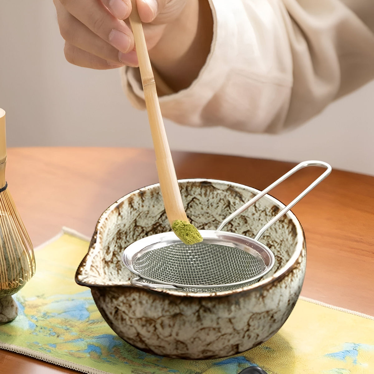 Komplet matcha-tesæt med seks redskaber til japansk teeceremoni