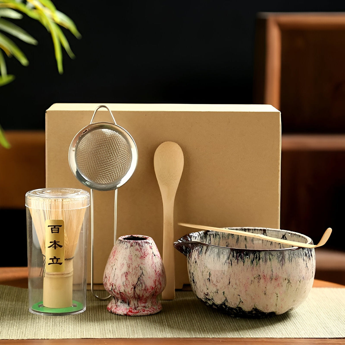 Matcha-tesæt i rosa – 6-delt sæt til traditionel matcha