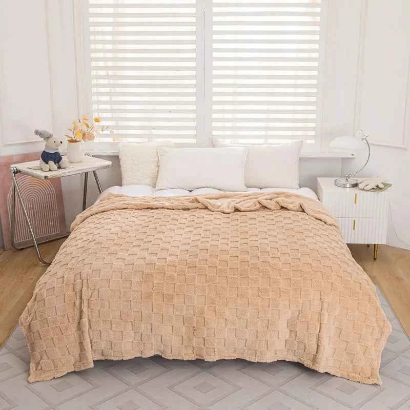 Letvægtigt jacquard plaid til seng eller sofa