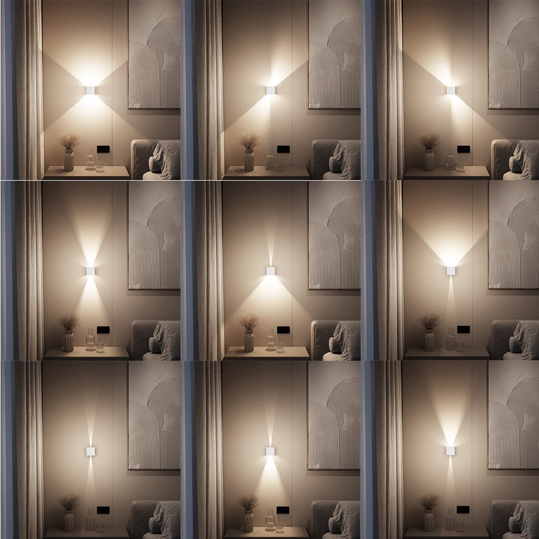 Sort væglampe med 6W LED-lyskilde i funktion