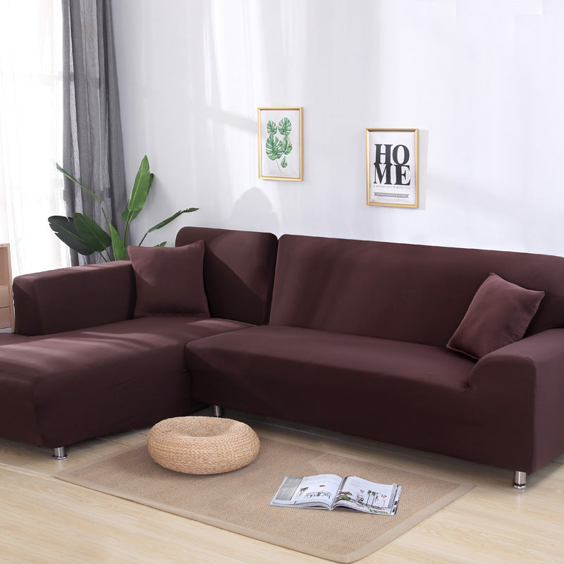 Elastisk sofabetræk i kaffebrun til 4-personers sofa, 235–300 cm