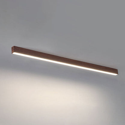 Loftlampe til gang og entré – aflang LED-lampe i træ og aluminium