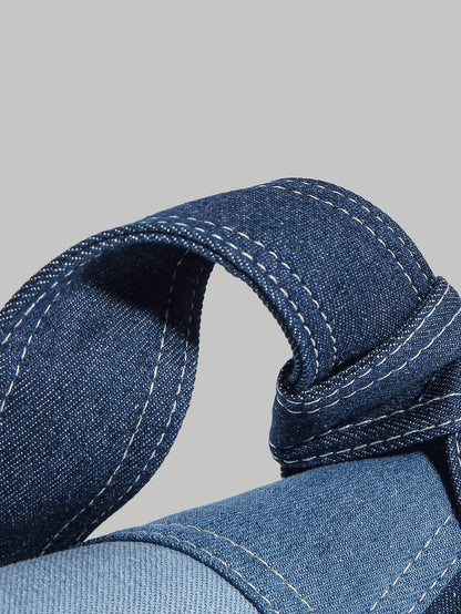 Hvid lille skuldertaske i denim – minimalistisk koreansk stil