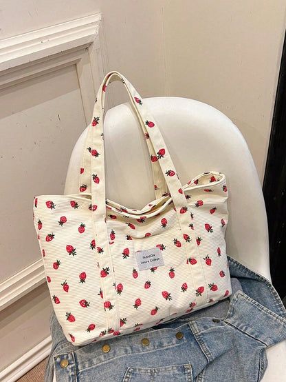 Corduroy tote bag i blå – stilfuldt og rummeligt design