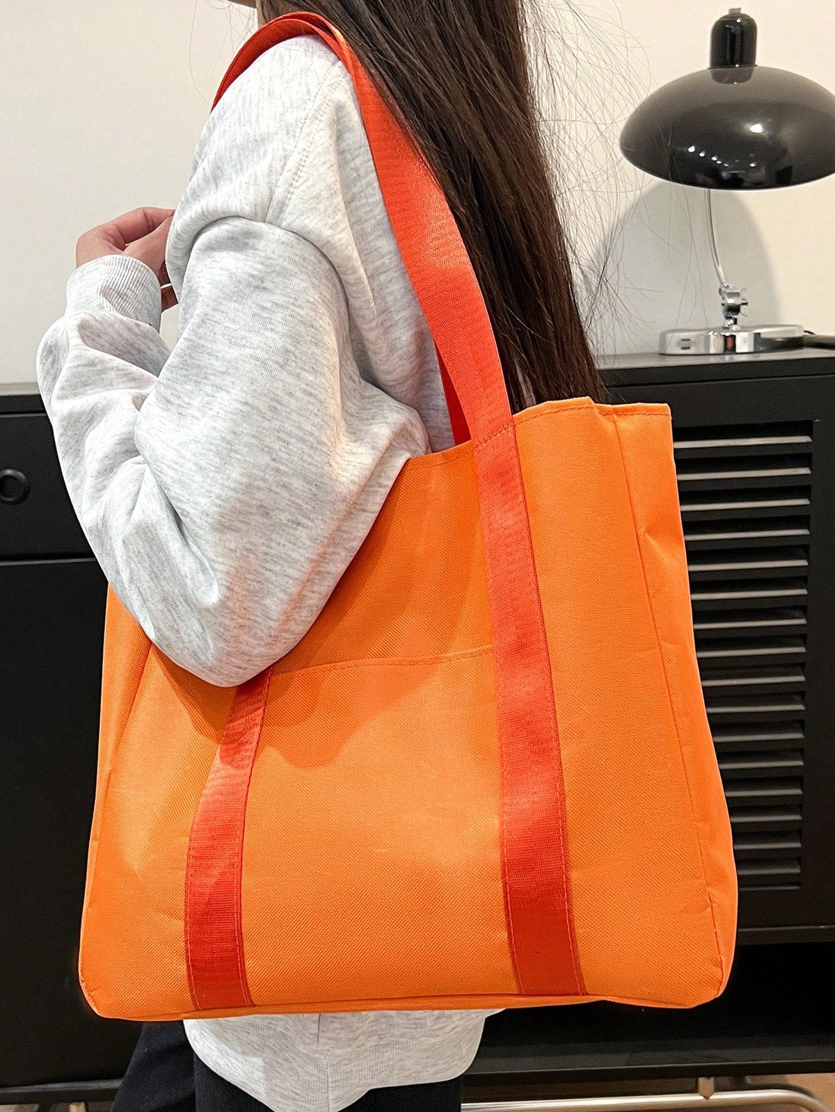 Stor canvas taske i orange til skole og fritid