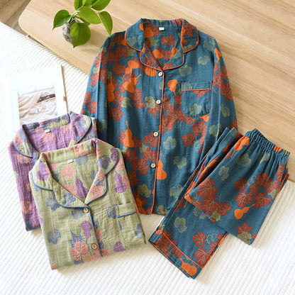 Hyggesæt dame i bomuld med jacquard-mønster – komplet look