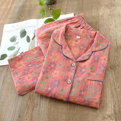 Bomuld gaze pyjamas sæt – Pink – 2XL