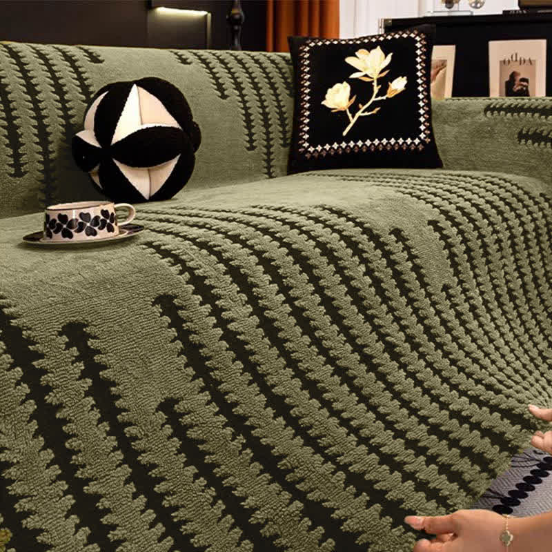 Blødt chenille sofabetræk drapert over sofa