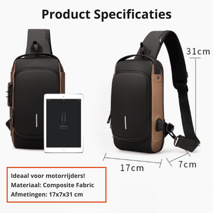 Skuldertaske med USB-port til opladning undervejs