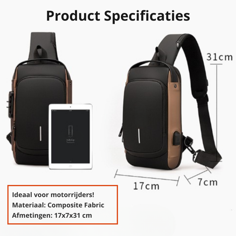 Skuldertaske med USB-port til opladning undervejs