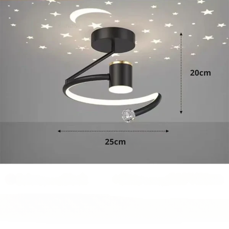 Dæmpbar loftlampe med blød, varm belysning i soveværelse