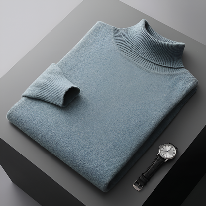 Herrerullekravetrøje i 100% ren cashmere – nærbillede af strik og tekstur