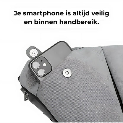 Crossbody taske i grøn farve set bagfra