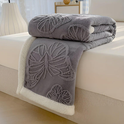 ButterflyDream Tæppe – Stilfuldt Broderet Sommerfugletæppe i Varm Fleece