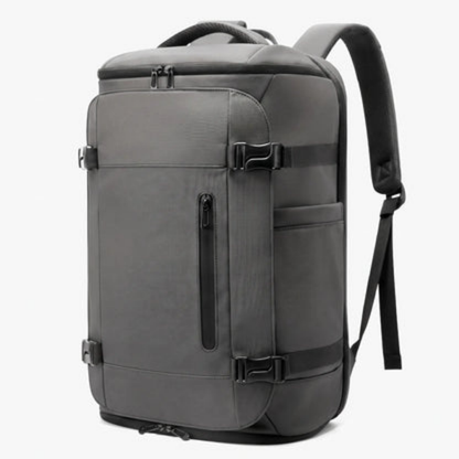 Stor grå rejserygsæk med skorum og laptoprum – 36-55 liter