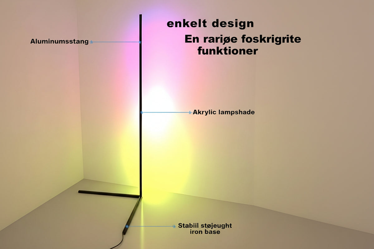Hjørne Elegance Hjørnegulvlampe – Dæmpbar LED med Fjernbetjening for Moderne Atmosfære [hjørnegulvlampe]