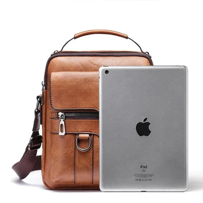 Justerbar skulderrem på læder crossbody taske til herre