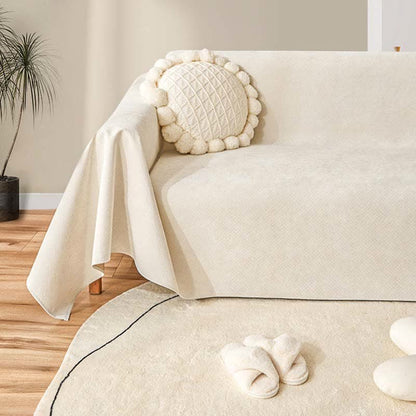 Møbelbeskytter til sofa i blødt chenillestof – set oppefra