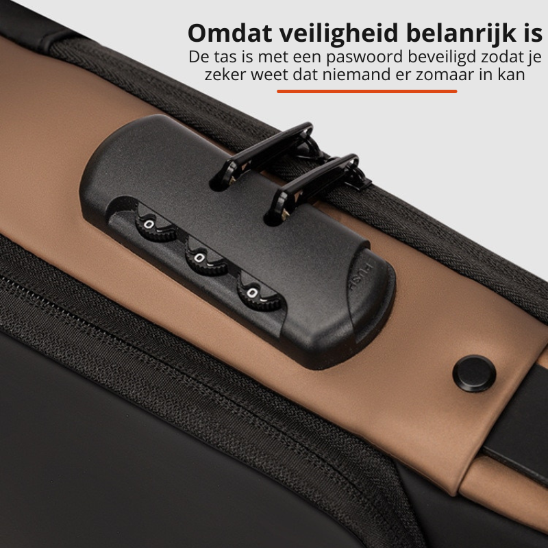 Vandtæt skuldertaske i mørkeblå og bronze