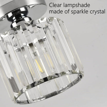 Loftlampe med krystaler tæt på – sort
