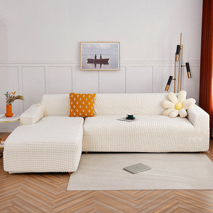 Elastisk sofabetræk i seersucker, hvid farve, 2-personers sofa 145–185 cm