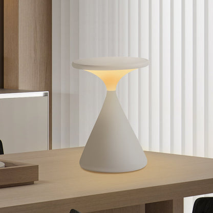 LED-bordlampe i timeglasform – detalje af mat overflade