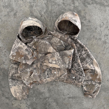 Camouflage hoodie med forstærkede albuestykker