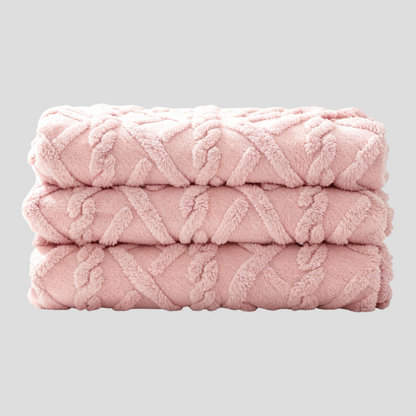 Blødt fleecetæppe i polyester i farven rose – til sofa og seng