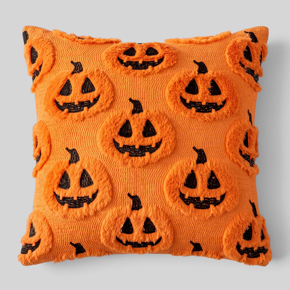 Dekorativ Halloween-pude med spøgelser og græskar i orange