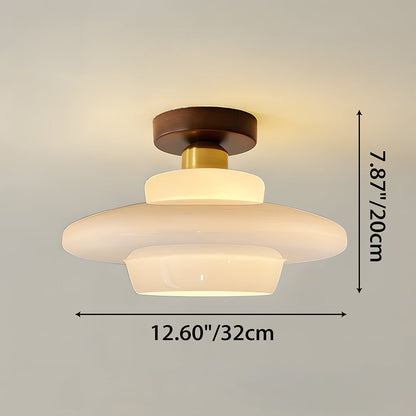 Samlet visning af tre størrelser af valnød loftlampe