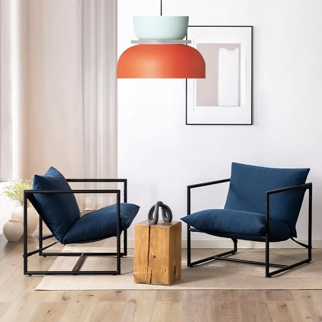 Loftlampe i gule toner med rosakant