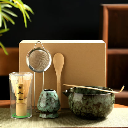 Matcha Sæt – 6-Delt Værktøjssæt i Bambus og Keramik til Traditionel Teforberedelse 3