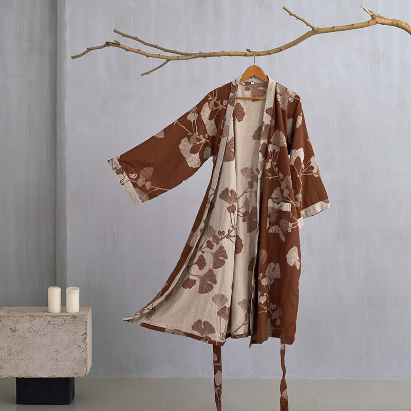 Kimono badekåbe i bomuld – helkropsvisning